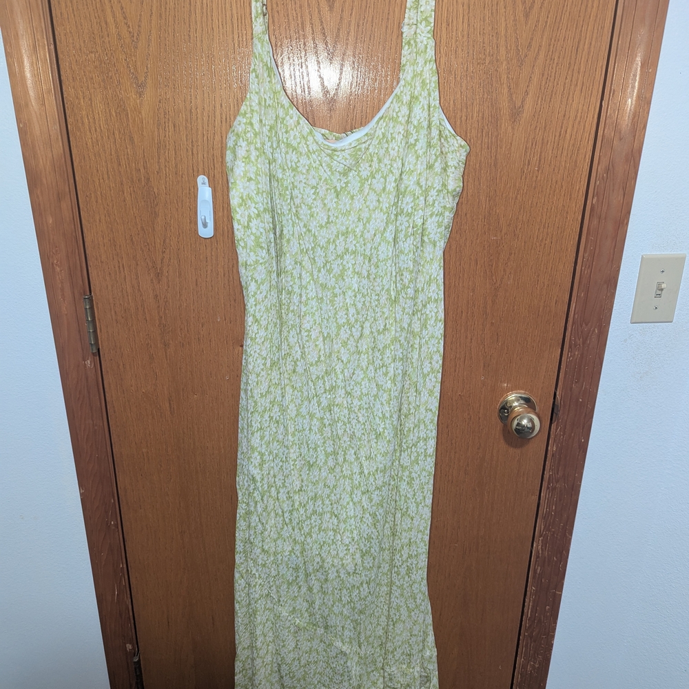 Floral Green and White Dress